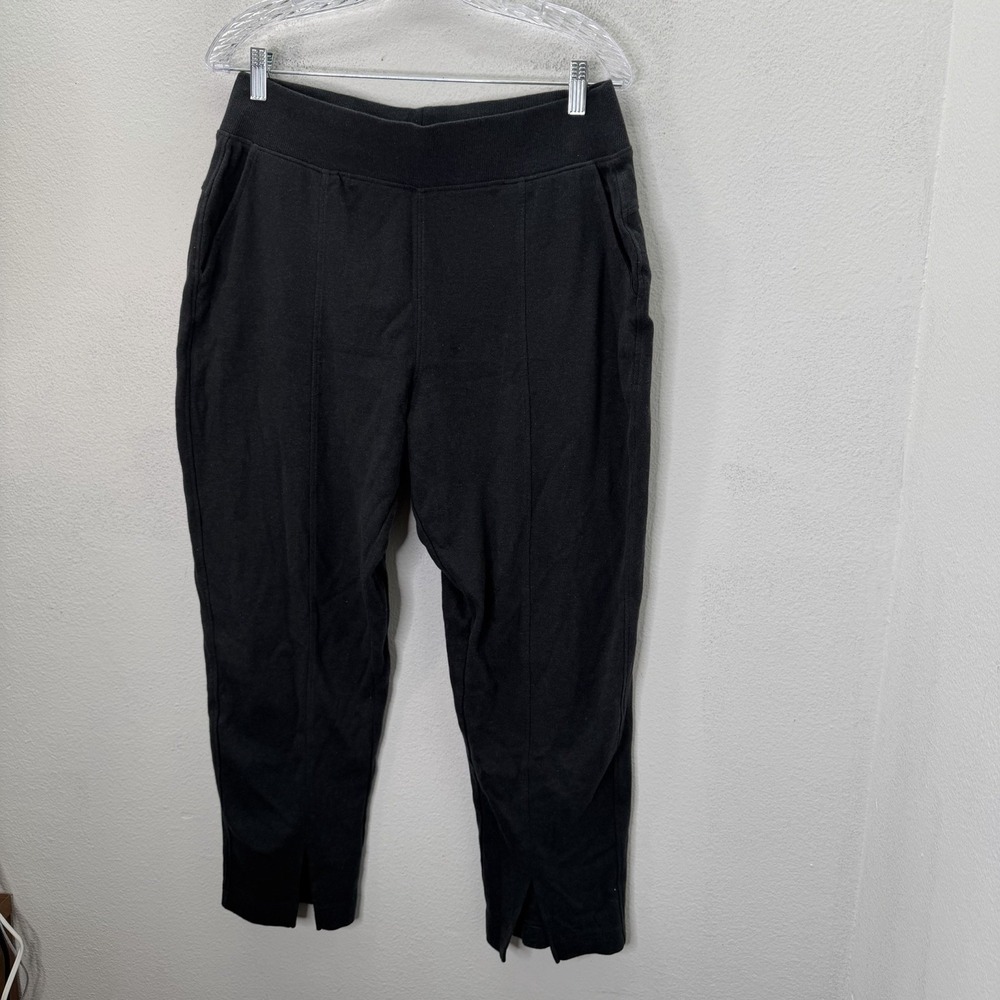 Pact 100% Organic Cotton Tapered Leg Airplane Pants Sz L Black Pull On Stretch